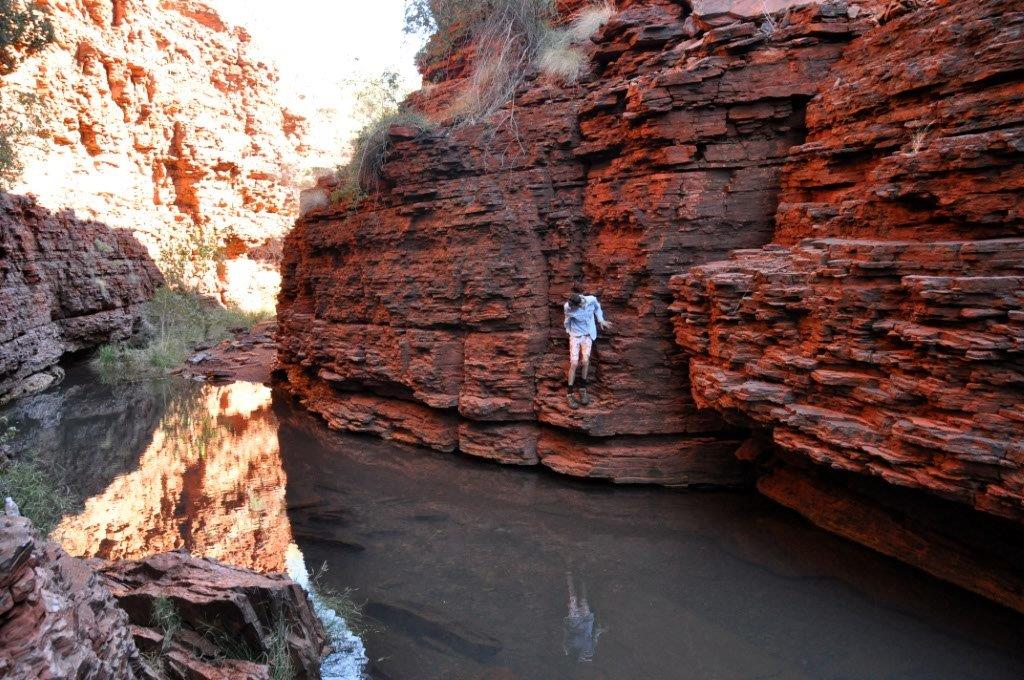Karijini Hiking Through the Water