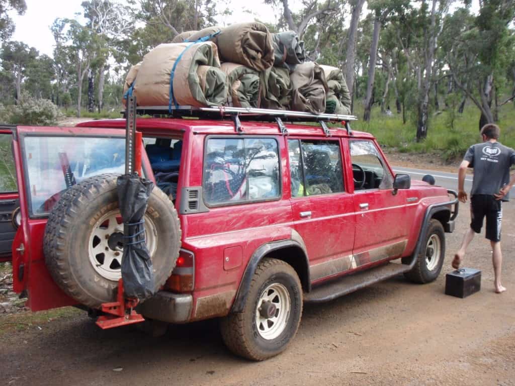Loaded up on the way back form Lake Jasper Swags make camping easy and comfortable as well