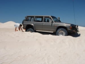 Car Stuck at Lancelin A four wheel drive stuck in the sand