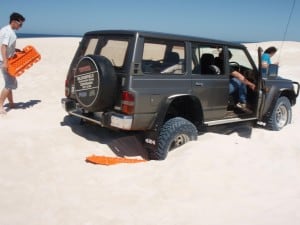 Setting up the MaxTrax at Wedge Island on the beach Setting up the MaxTrax