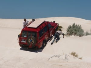 Getting stuck is quite common in the Wedge Island Dunes Digging a vehicle free