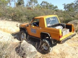 A modified four wheel drive at The Mundaring Powerlines Track A modified four wheel drive