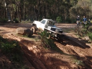 A four wheel drive with a big lift and muddies Some of the places a good 4wd can go
