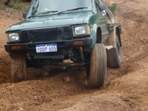 A V8 Hilux An older hilux with a big V8 in it