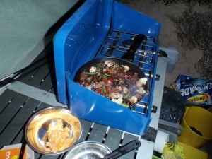Cooking up a feast at Lucky Bay Cooking some food