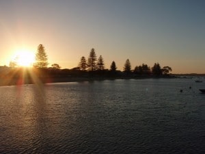 Looking west from Palm Beach Jetty Sunset at Palm Beach Jetty