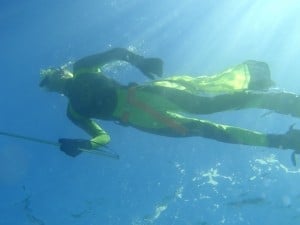 Basic snorkelling gear works for spearfishing Basic snorkelling gear and a gun!