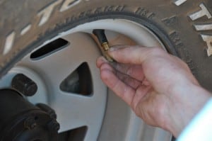 Deflating a tyre with a rock Slow Tyre Deflation with a rock
