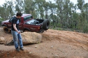 The big rock My Hilux slid into Rocks cause nasty damage to four wheel drives!
