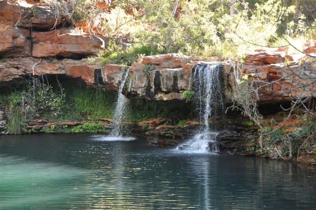 Enjoying the waterfall at Fern Pool