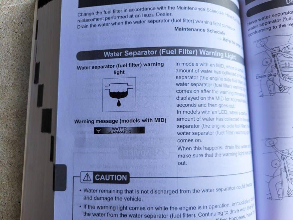 Fuel filter light; what should you do if it comes on?