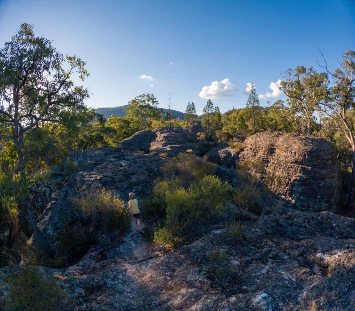 Exploring the rocks at Dunns Swamp