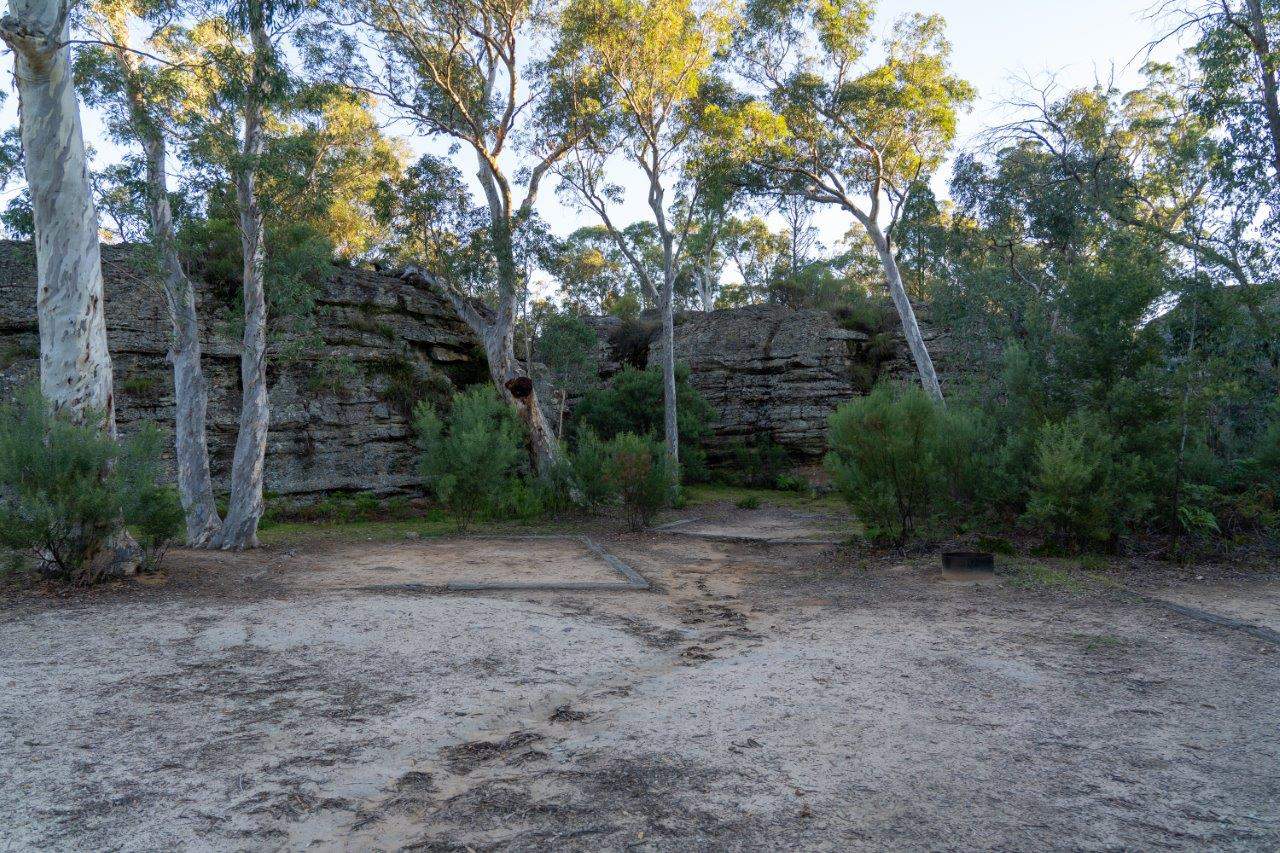 Great rock formations behind camp