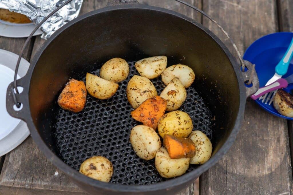Camp oven vegetables; a simple, quick and delicious side