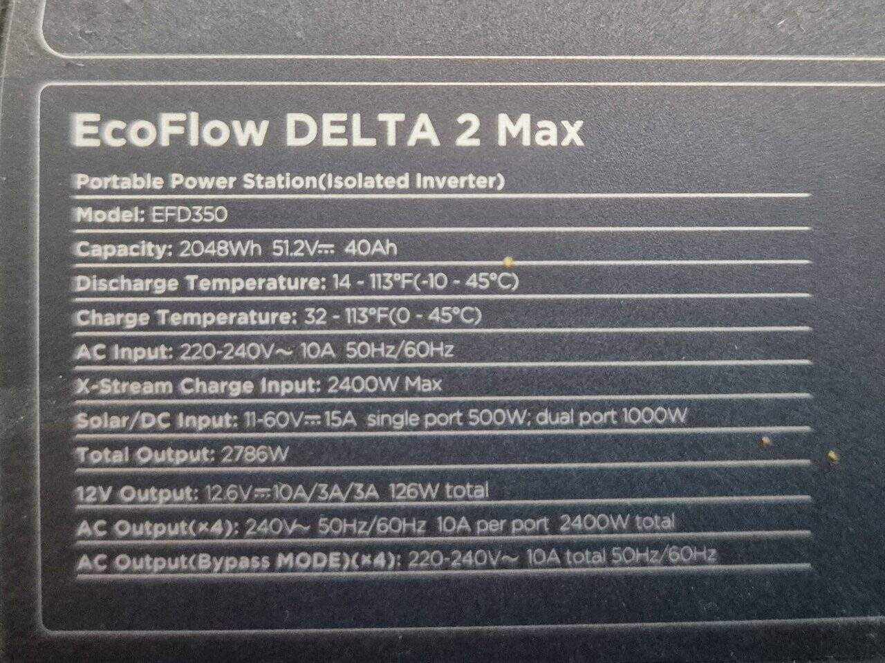 Ecoflow Delta Max 2 specs