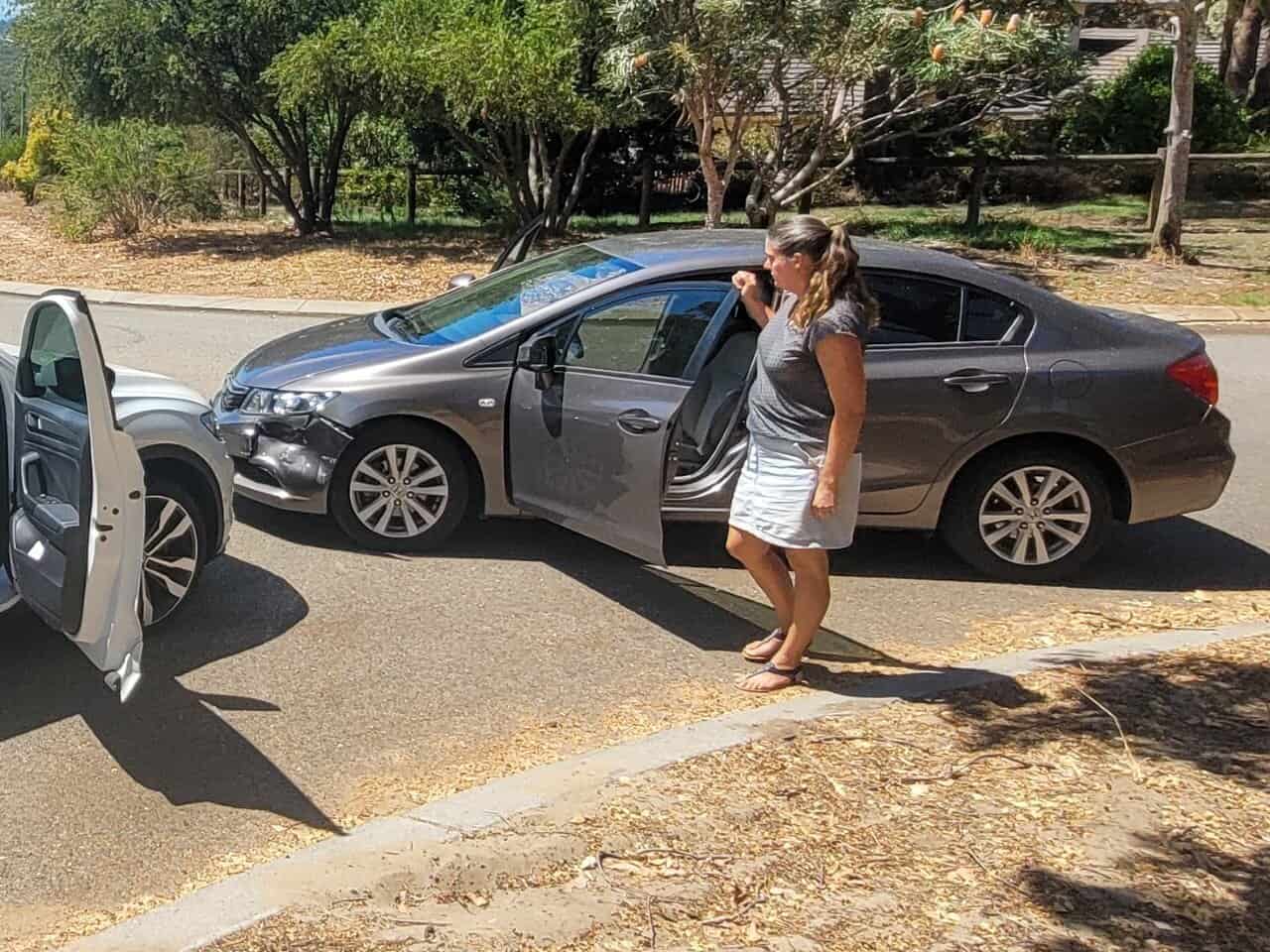Our Honda Civic, just after getting hit